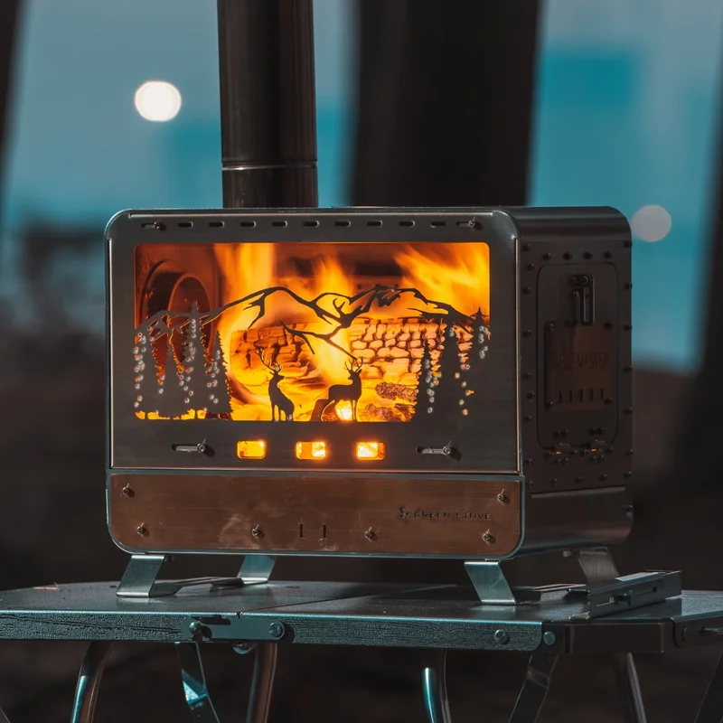 سطح المكتب ماستر في الهواء الطلق موقد الخشب المحمولة التخييم خيمة مدفأة سطح المكتب عرض موقد فرن متعدد الوظائف