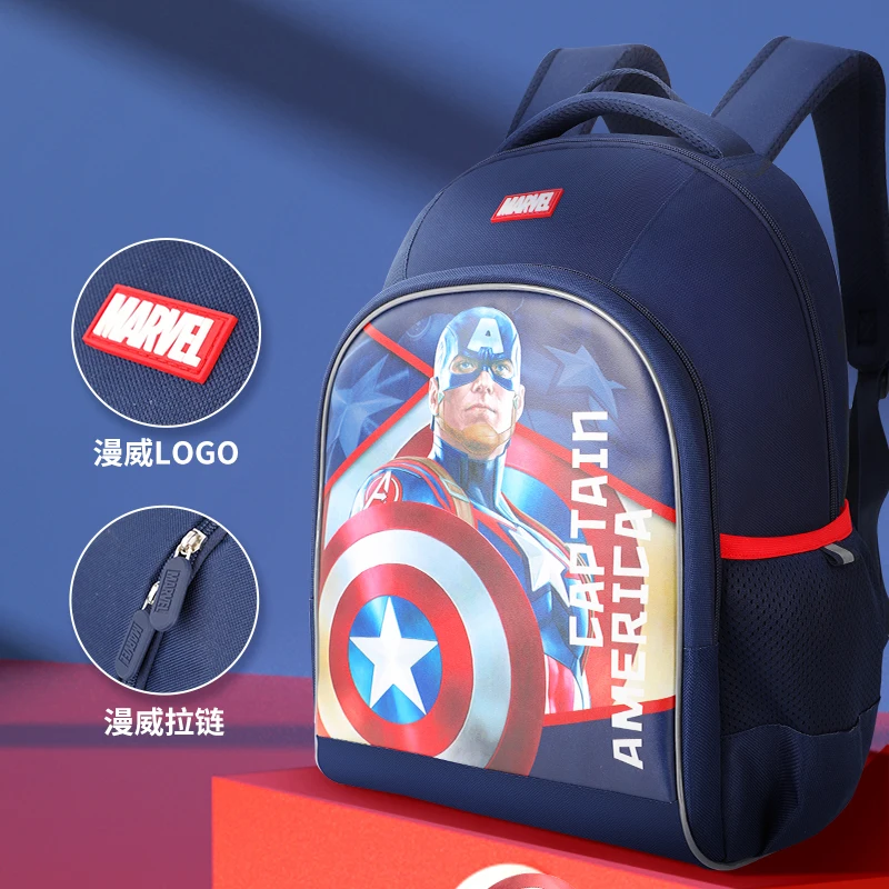 Genuine Disney Marvel School Bags Boy Primary Student Shoulder Backpack Grade 1-3 Iron Spider Man Captain America Mochila Bag