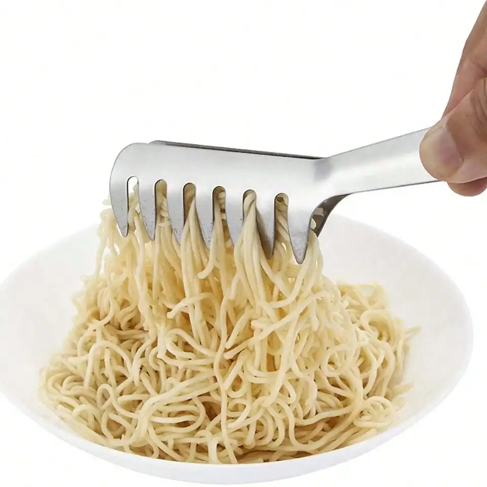 Stainless Steel Pasta Tongs Spaghetti Server Heat Resistant Tool Comfortable Grip Spaghetti Noodle Cooking Tongs Kitchen Gadgets