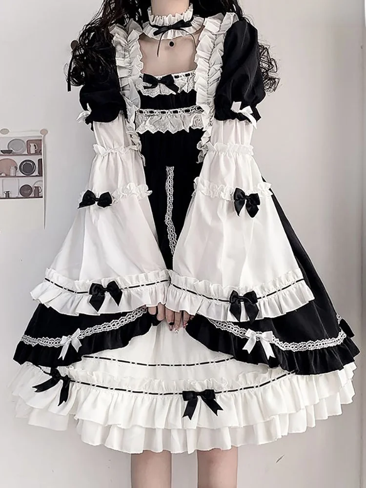 

Plus Size Loose plus Size Lolita Dr Women's Summer k Sweet Japanese Sle Soft Girl Long Sve Midi Skirt Korean Sle Commute
