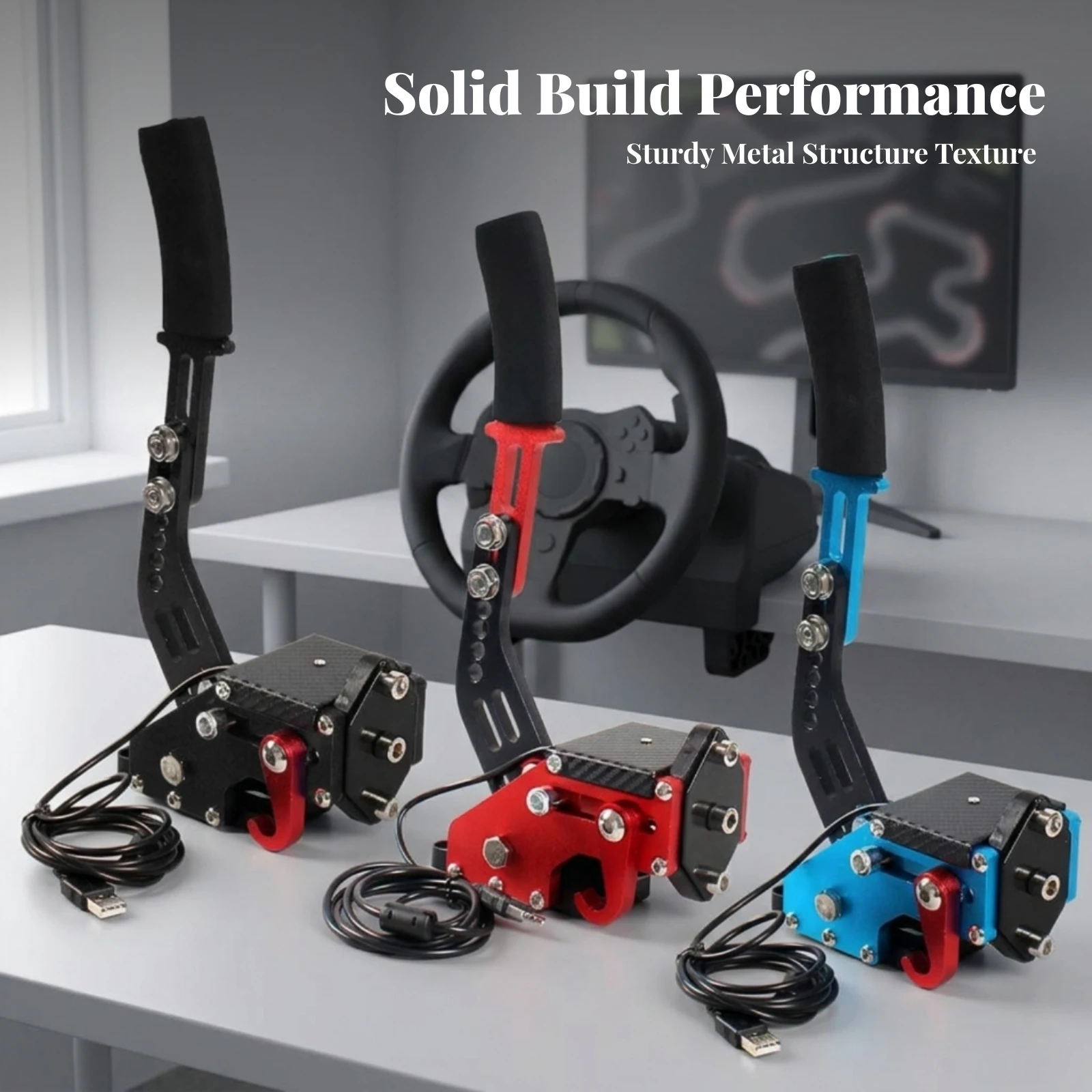 Mounting Hardware Racing Game Hand Brake PC E-Brake Sim Racing Handbrake USB Gaming Handbrake Realistic Drift Feel Aluminum