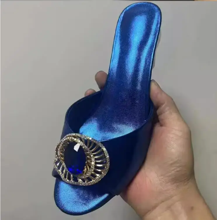 

Королевский синий, зеленый, большой драгоценный камень, стразы, пряжка, камни, ненормальные туфли-лодочки на каблуке, босоножки на высоком каблуке, женские летние туфли без шнуровки