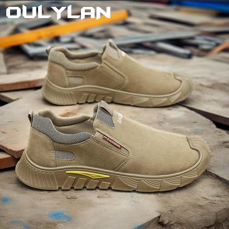 

Oulylan New Safety Shoes Soft Soled Design Wear Resistance Breathable Work Boots Lightweight Anti-Slip Durable Labor Protection