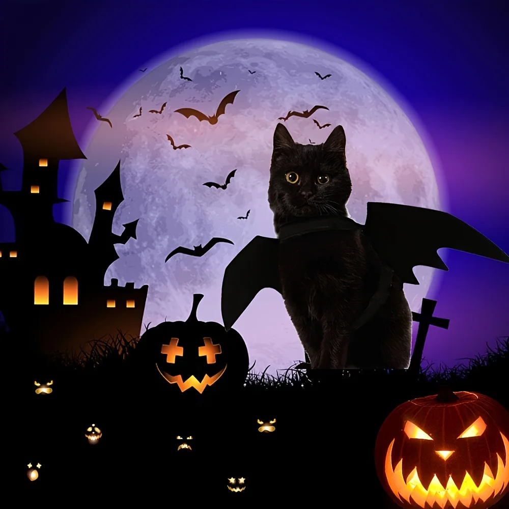 1/3 Stück Katzenflügel Halloween-Kostüme Kleines Hunde-Cosplay-Partykleid für Haustier-Welpen Feiertags-Rollenspiel-Dekor Halsband-Zubehör – Detail 12