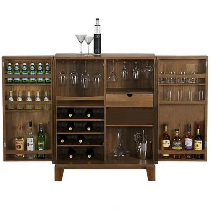 /High Quality Public House 2 Doors Folding Solid Wood Wine Storage bar Cabinet