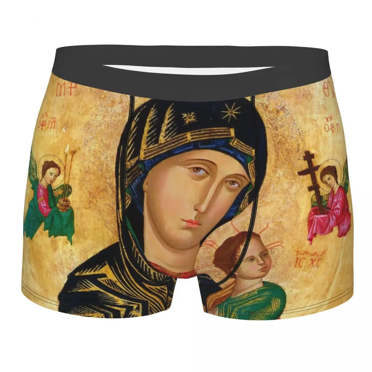 

Пользовательские боксеры для нашей леди вечной помощи, мужские трусы-боксеры в римском католическом стиле Девы Марии, нижнее белье, новинка, трусы