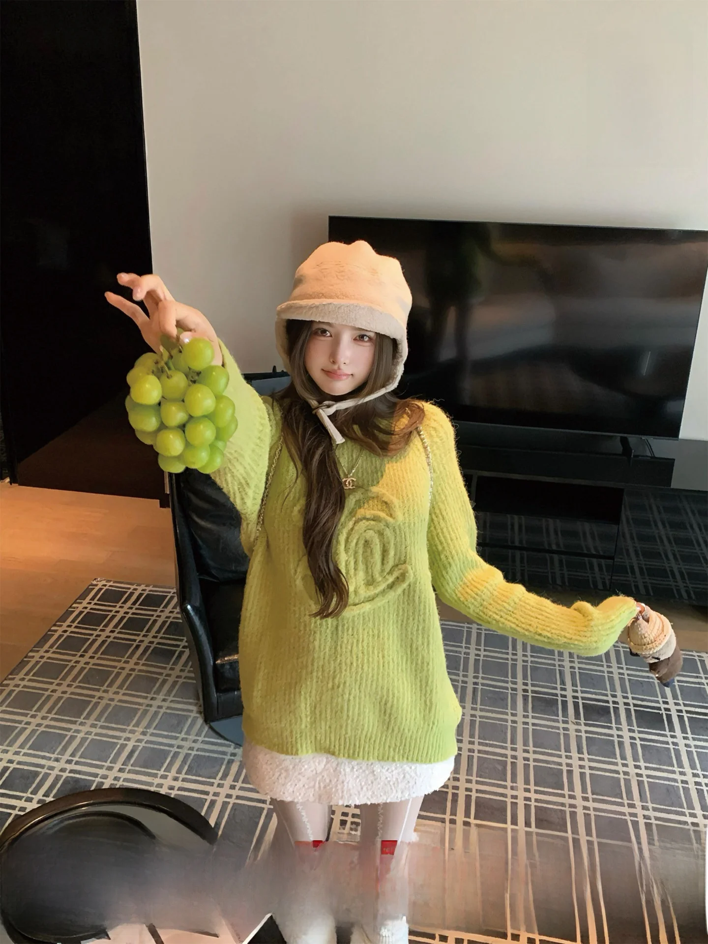 

Soft Cozy round Ne Knitted Sweater Women's Early Autumn Korean Loose Knitted Top Okaaay Zero Deee Milk