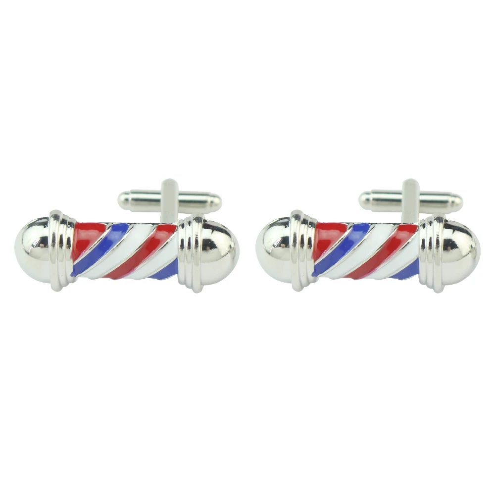 1 Pair Barber Shop Pole Cufflinks Cuff Buttons Men T-shirt Cuff link Jewelry Hairdresser Gift Suit Jewelry Accessories