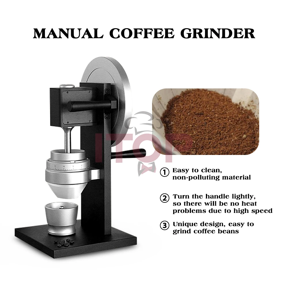 

ITOP Manual Coffee Grinder 83mm Conical Burrs Stainless Steel Burr Heavy Duty Espresso Coffee Bean Mill