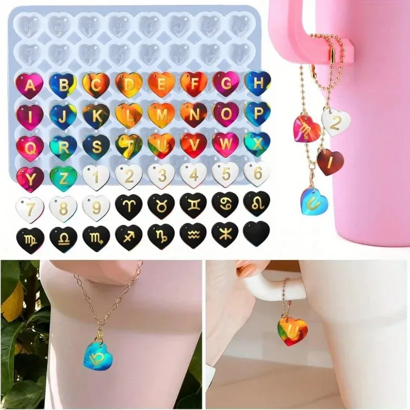 1pc DIY Epoxy Resin Mold Numbers Letters Butterfly Constellation Pendants Charms Bracelets