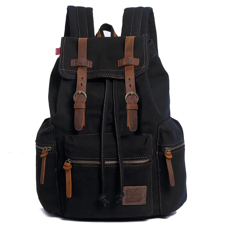 Zaino in tela vintage unisex alla moda pratico classico tela durevole multitasche cinturino in pelle divisoria scientifica