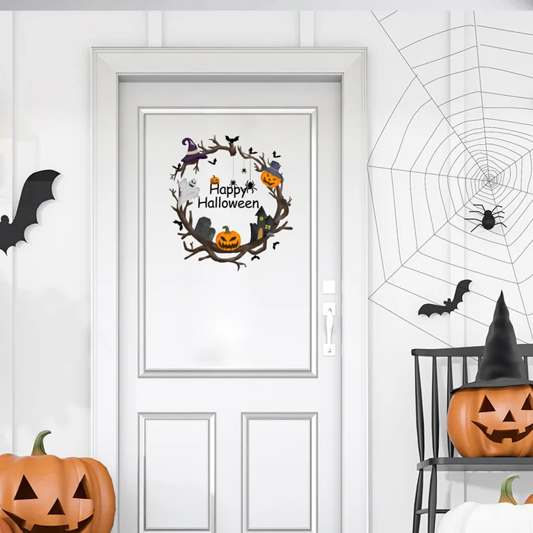 Halloween Kürbis-Geist Wandaufkleber Kinderzimmer Dekoration Wandbild Tür Heim-Deko Tapete Festival Selbstklebende Aufkleber – Detail 2