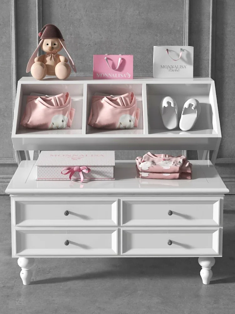 White Paint Display Stand Clothing and Shoes Store Middle Table Height Display Stand Island Shelf