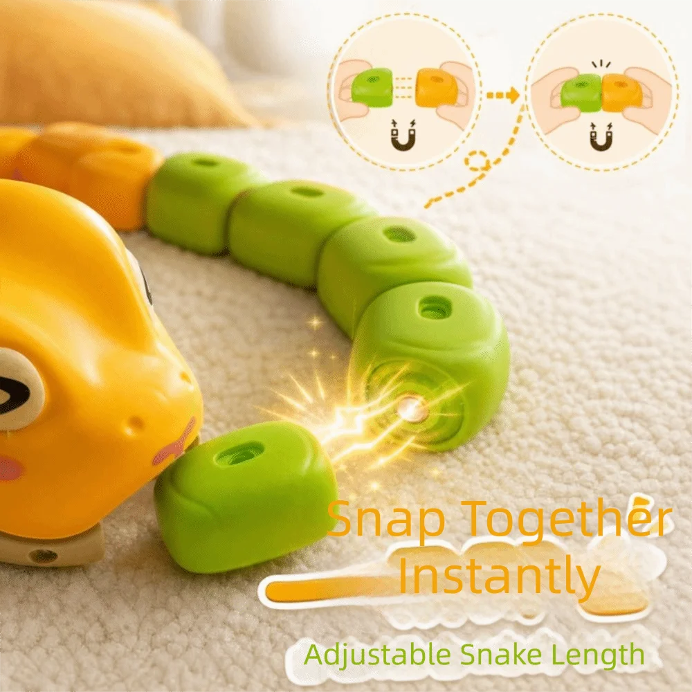 Fun Game Magnetic RC Snake Car Interactive Bead Eating Greedy Snake Car Desktop Rechargeable Remote Control Car Tabletop Game
