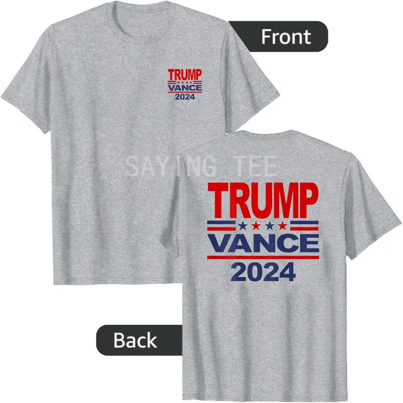 Donald Trump J.D. Vance 2024 t-shirt Trump Vance elezioni presidenziali davanti e dietro dicendo Tee lettere stampate Graphic Outfit