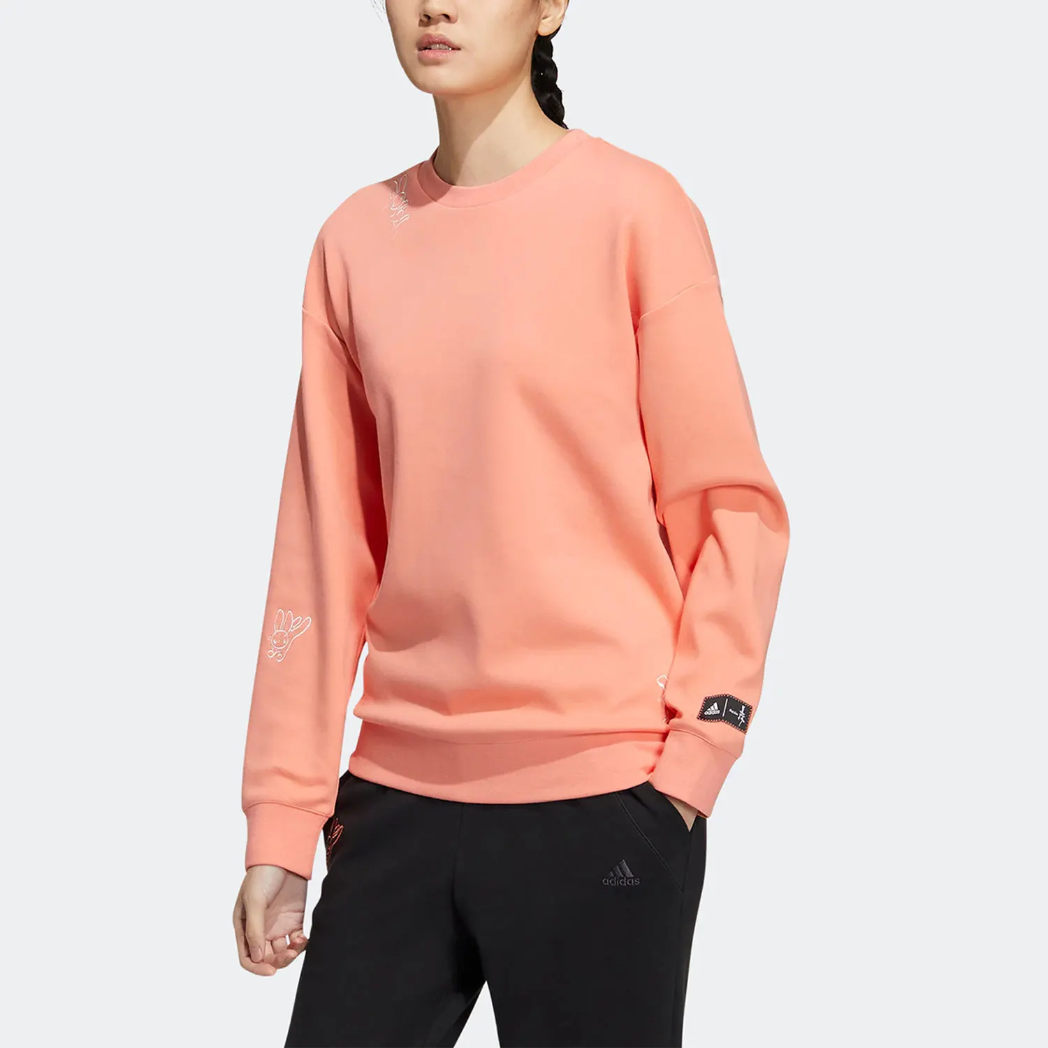 

Adidas genuine Spring New Women's Running Sport Round Neck Hoodie HZ3003