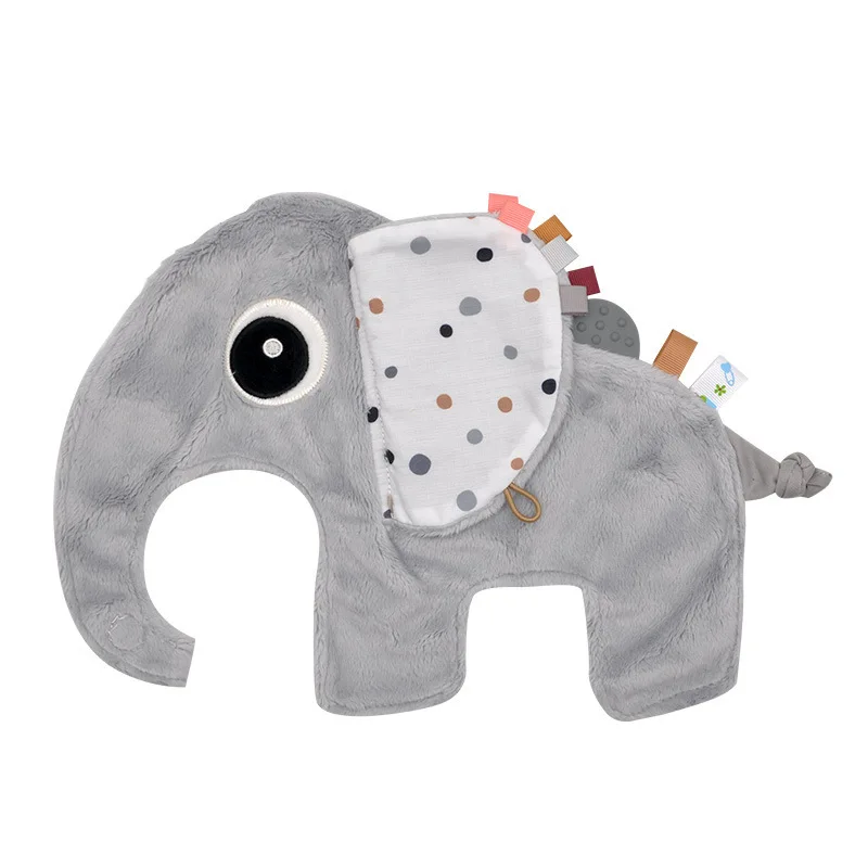 35cm Lovey Cartoon Elephant Comforting Cuddle Toy Baby Soothing Security Blanket with Tag Newborn Baby Sleeping Toys