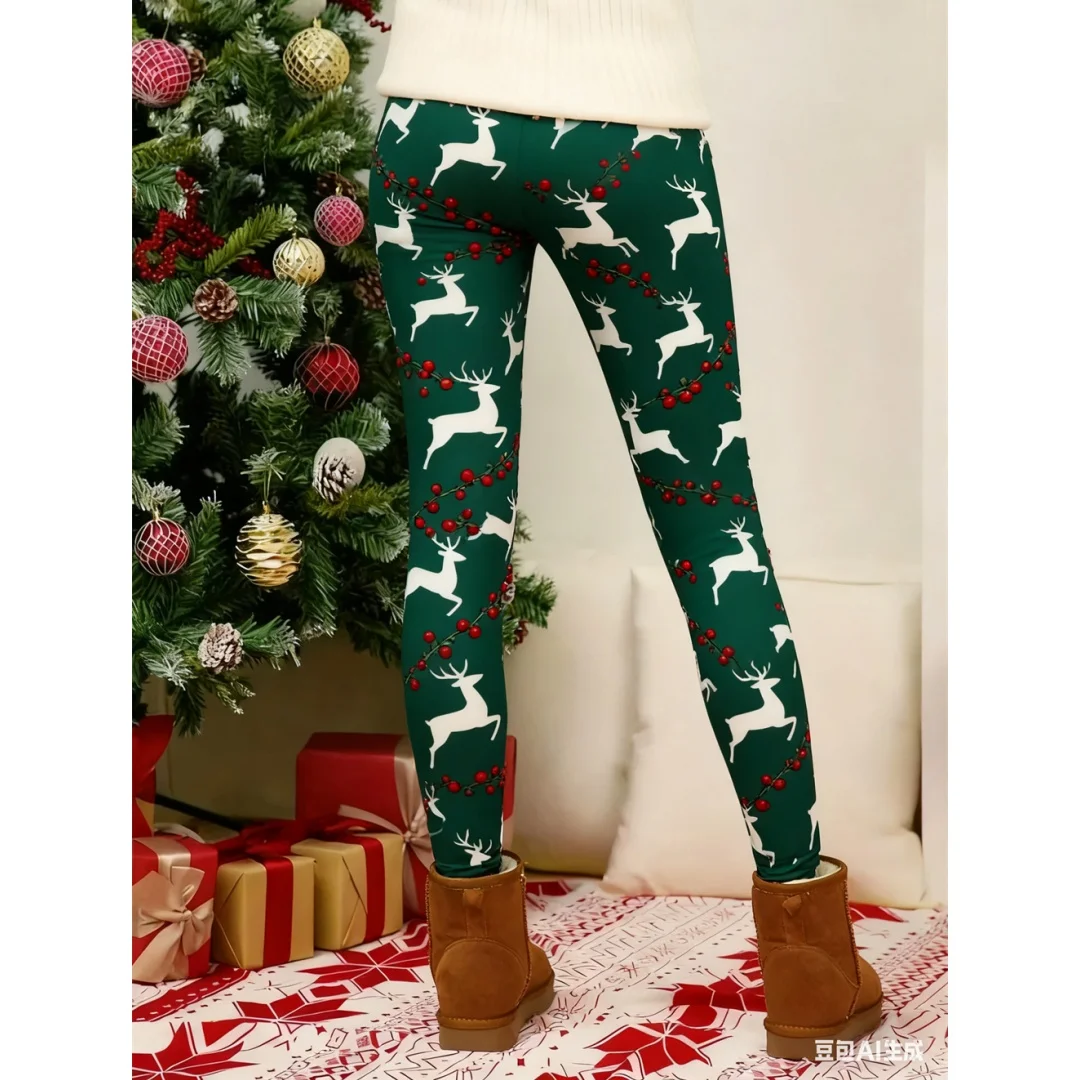 

Women's leggings Christmas pattern print Women's high waisted tight pants Elastic exercise yoga pants Sports y2k woman clothing