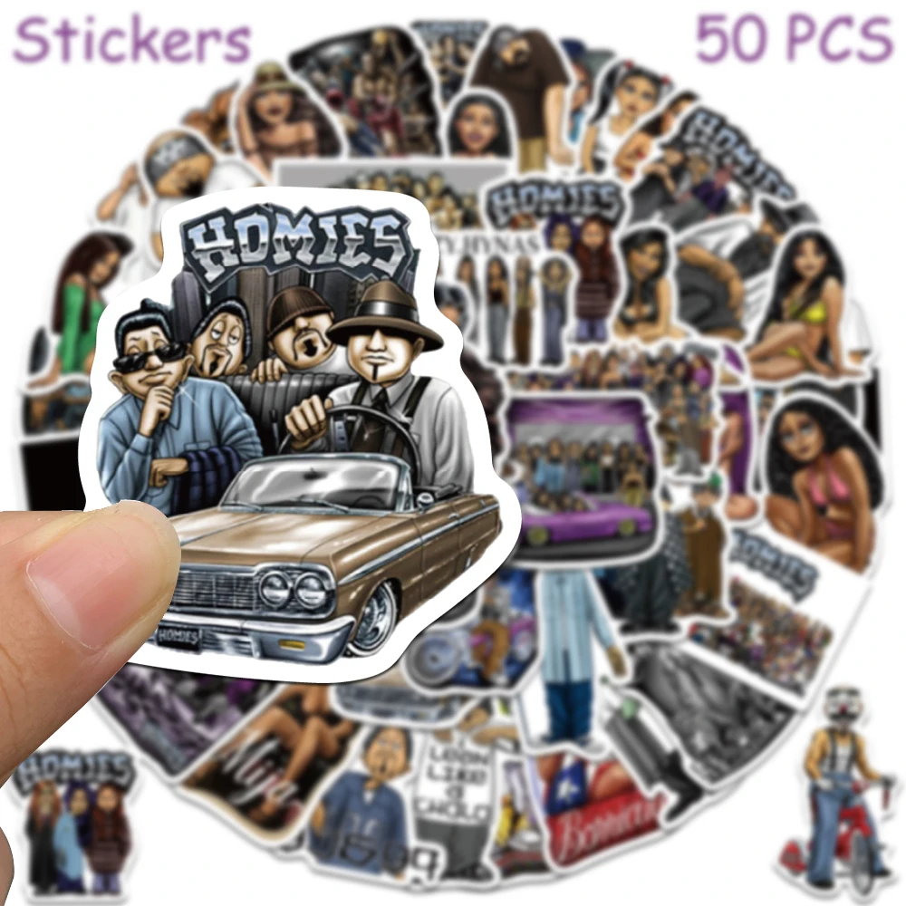 50pcs Homies Stickers Decals For Phone Suitcase Skateboard Notebook Guitar DIY Waterproof Stickers Adults Creative Gifts