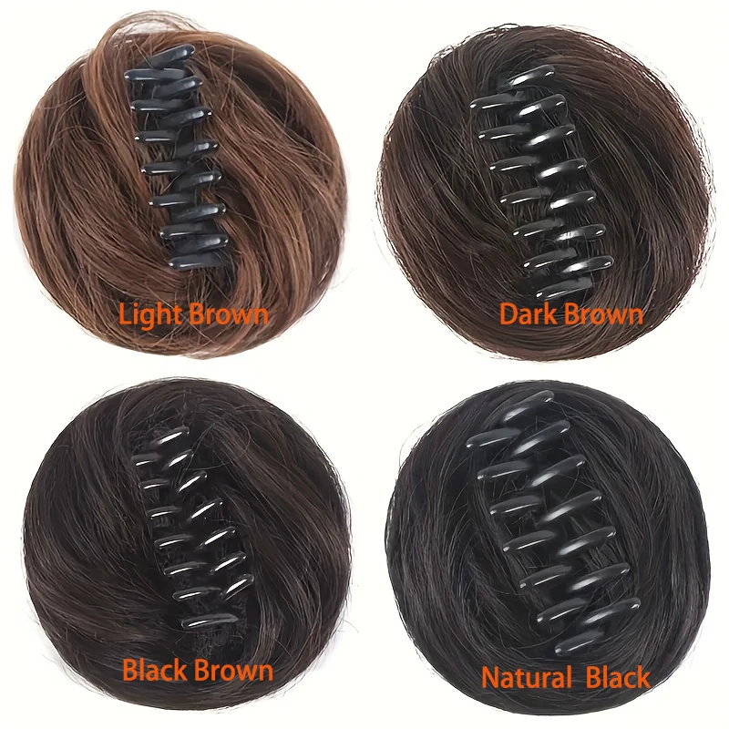 Synthetic Claw Chignon Hair Bow Little Hair Bun Donut Messy Scrunchies Wrap Around Ponytail Extension for Women