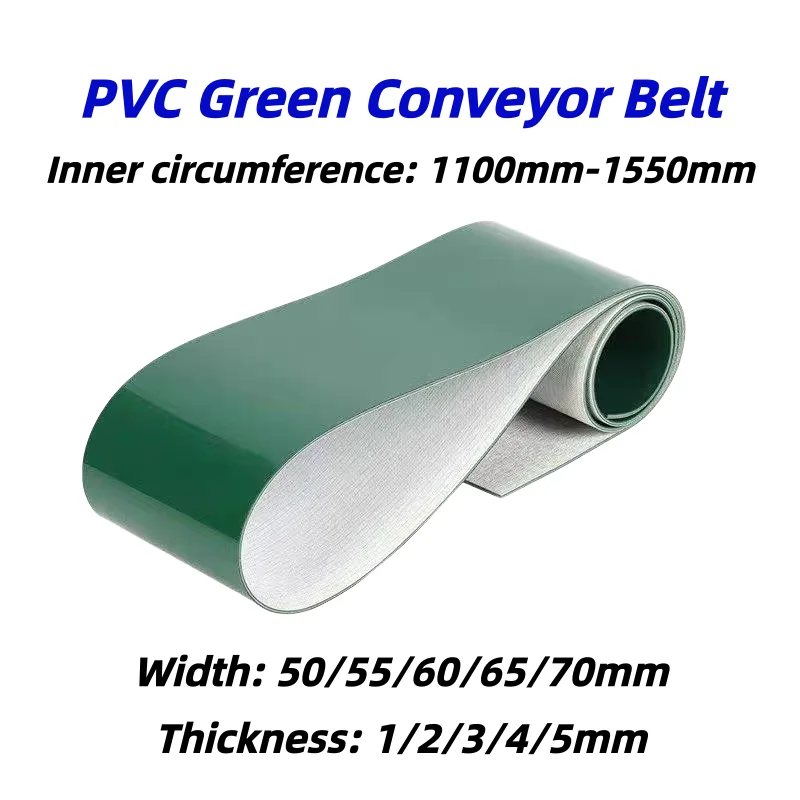 Green PVC Industrial Transmission Conveyor Belt Length 1100-1550mm Width 50 55 60 65 70mm Flat Transport Conveying Belt