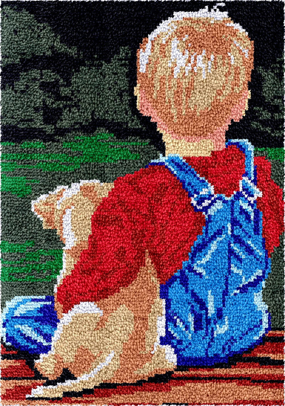 Boy and Dog large latch hook rug kits carpet embroidery set Hobby crafts accessories and materials plastic canvas for bag Knot