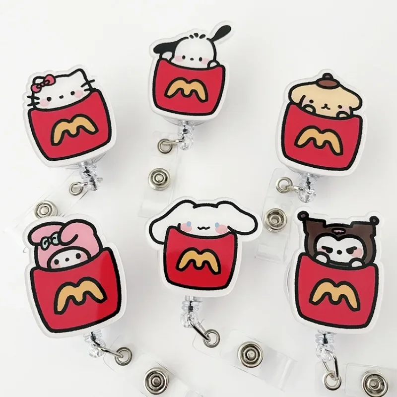 

Sanrio Hello Kitty Badge Holders Clip Anime Action Figures Q Figurals Kawaii Employee Pass Work Card Holder Clip Christmas Gifts