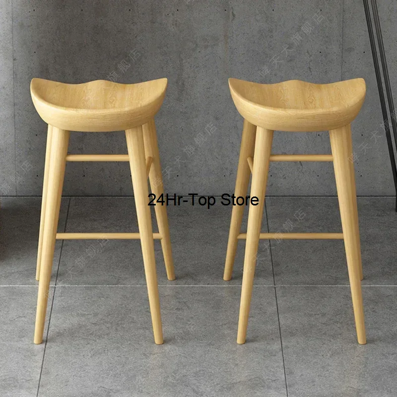 

Terrace Wood Bar Chair Outdoor Waterproof Minimalist Bar Chair Reception Desk Nordic Modern Kitchen Cadeiras Household Items