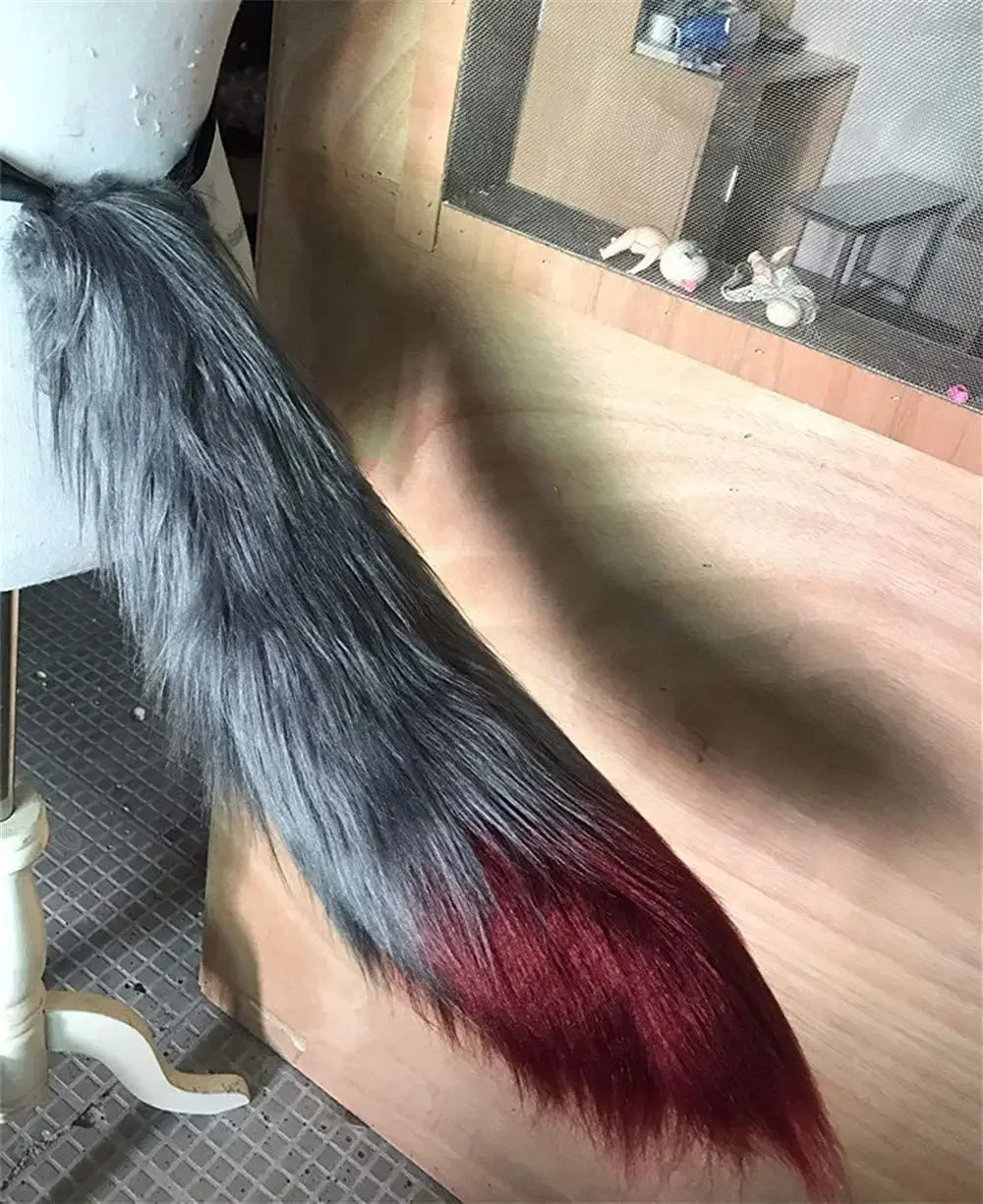 Game Arknights Texas Cosp Prop Gray and Wine Red Plush Tail Ears New Skin Cosplay Props Cosplay Costume Accessories Fans Gifts