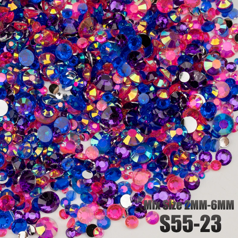 VDD 30/100g Neue Mischgröße 2-6mm Harz-Strasssteine Kristallfarbe AB Flache Rückseite für DIY-Bastelarbeiten, Nagelkunst-Dekorationen, Großhandel – Detail 28