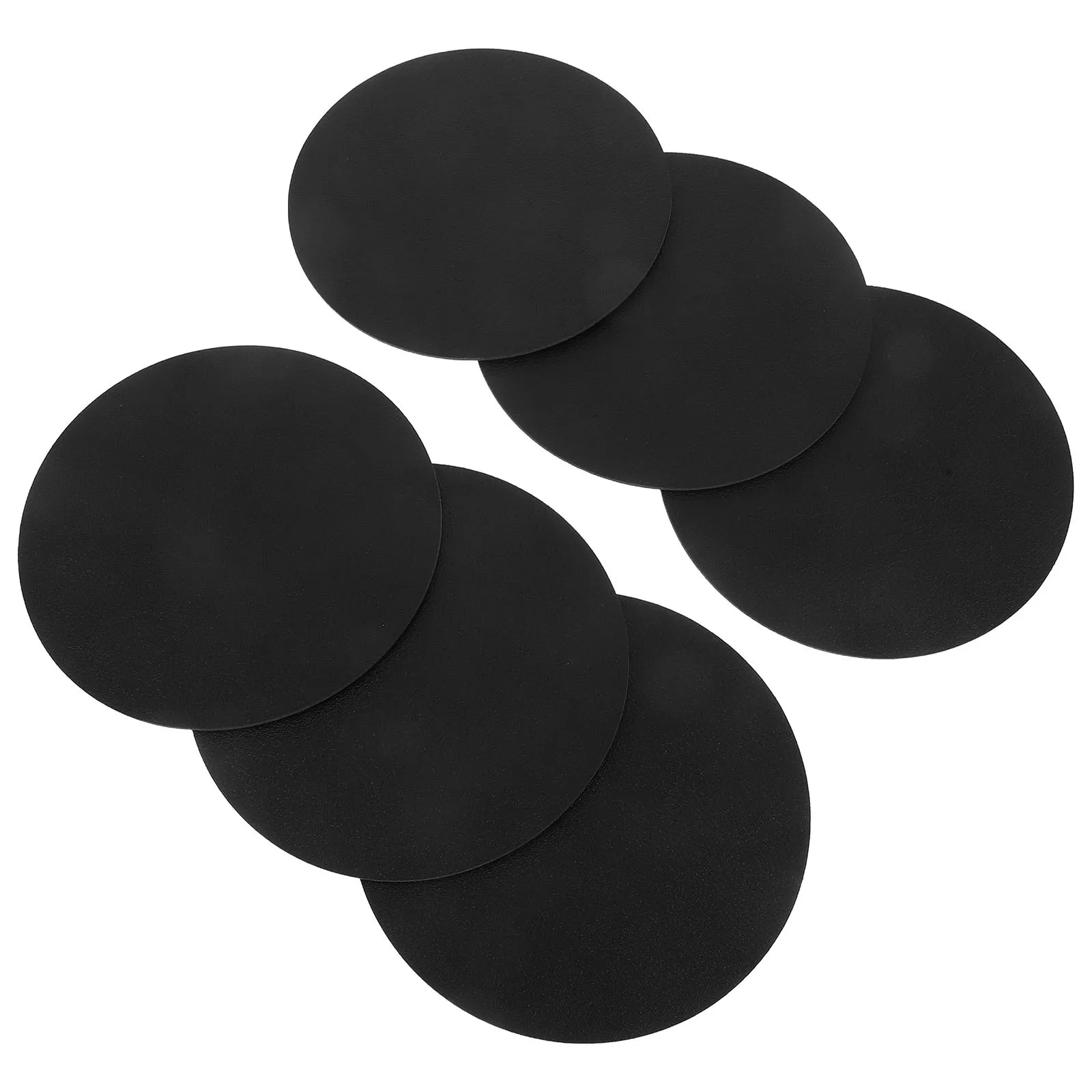 

6Pcs Black Round PU Coaster Cup Coasters for Table Heatproof Non Slip Drink Placemats 4 Inch Faux Decorative Kitchen