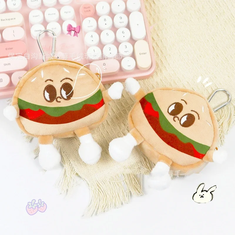 12pcs/lot Cartoon Hamburger Plush Pencil Case Kawaii Pencil Box Cosmetic Pen Bag Stationery School Supplies