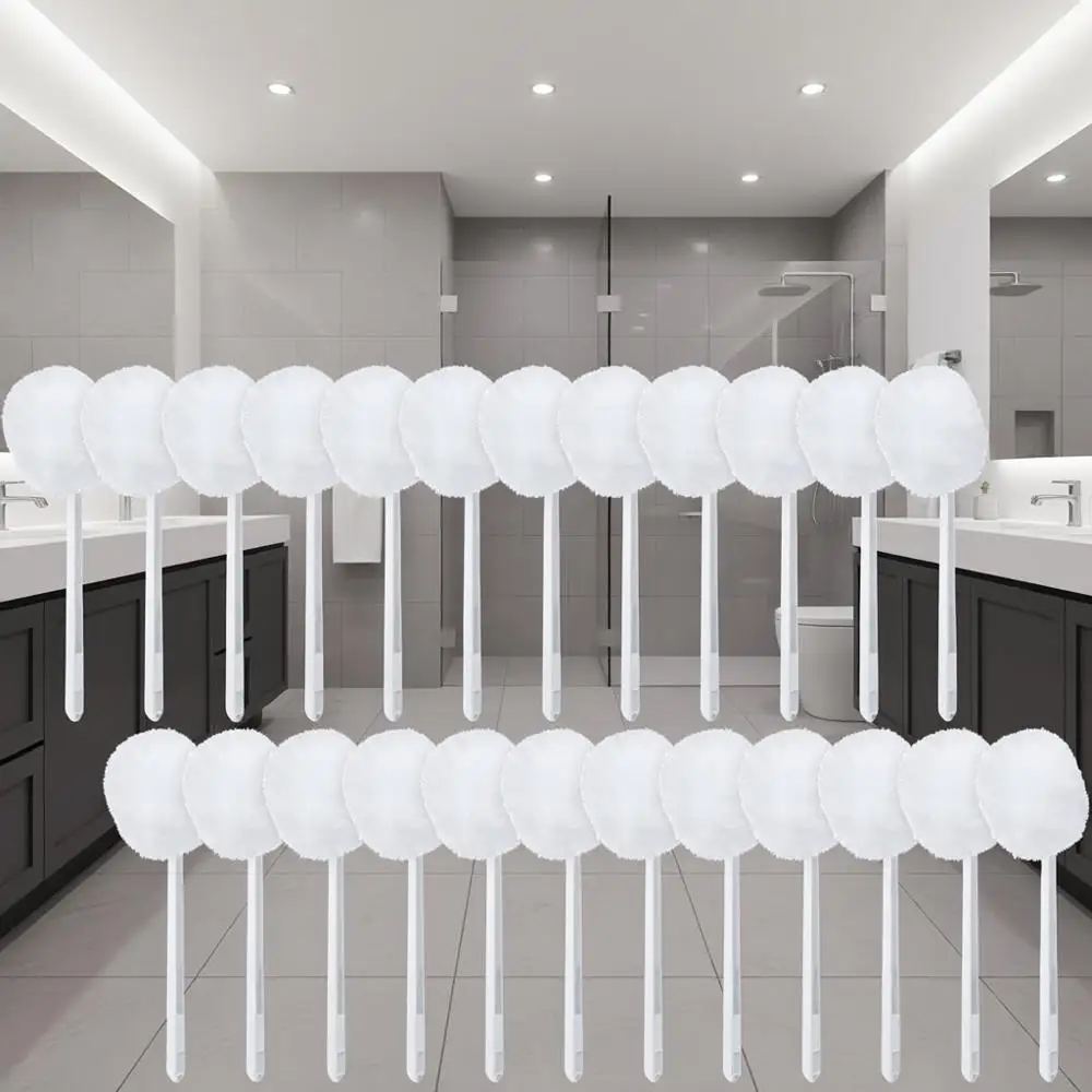 

50 Pcs Toilet Bowl Brush Set, Reusable Long Plastic Handled Cleaners Scrubber Mop, 15 x 3 Inch, White
