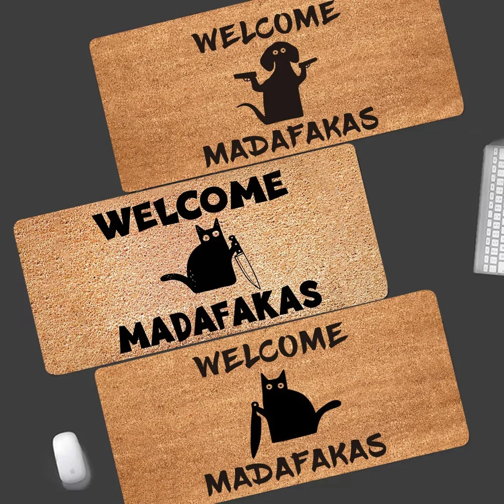 Dark Cat Welcome Madafakas Custom Skin Natural Rubber Gaming Mousepad Desk Mat Size For Game Keyboard Pad For Gamer