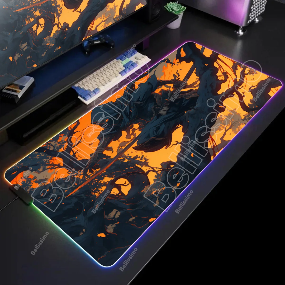 

Large RGB Gamer Anime Ninja Warrior Mousepad Collection For PC Mouse Gaming Mousepads LED Keyboard Table Mats Luminous Desk Pads