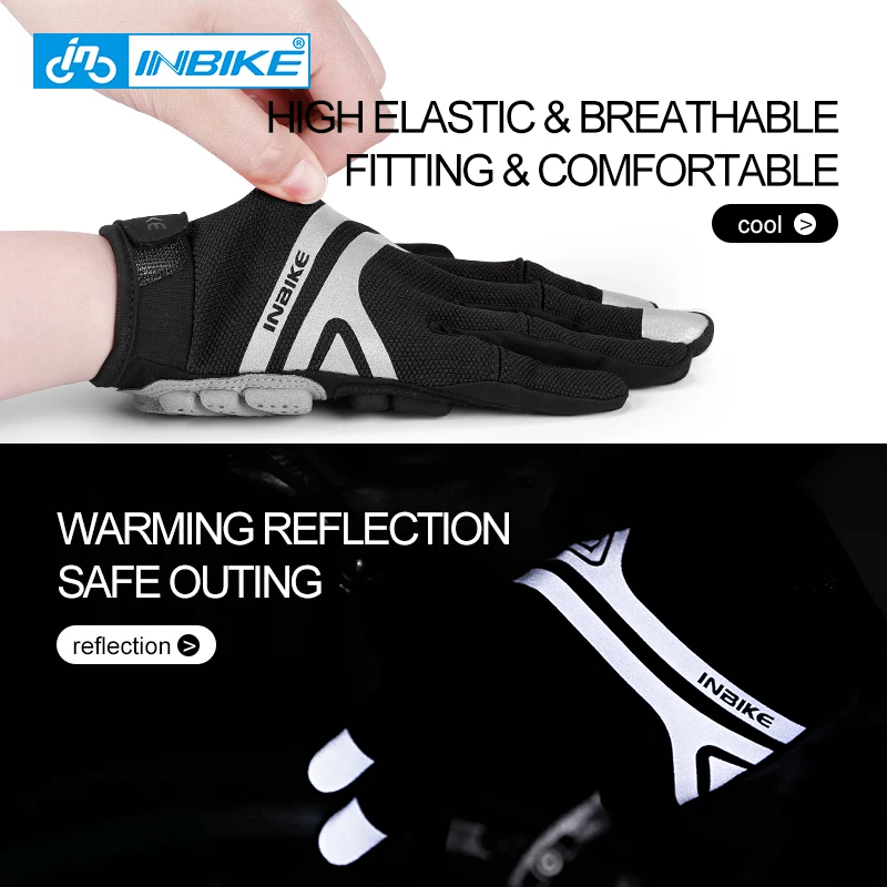 INBIKE Full Finger MTB Gloves Touch Screen Cycling Gloves Anti-slip Bicycle Gloves For Men Women Sport Motorcycle MTB IM19806