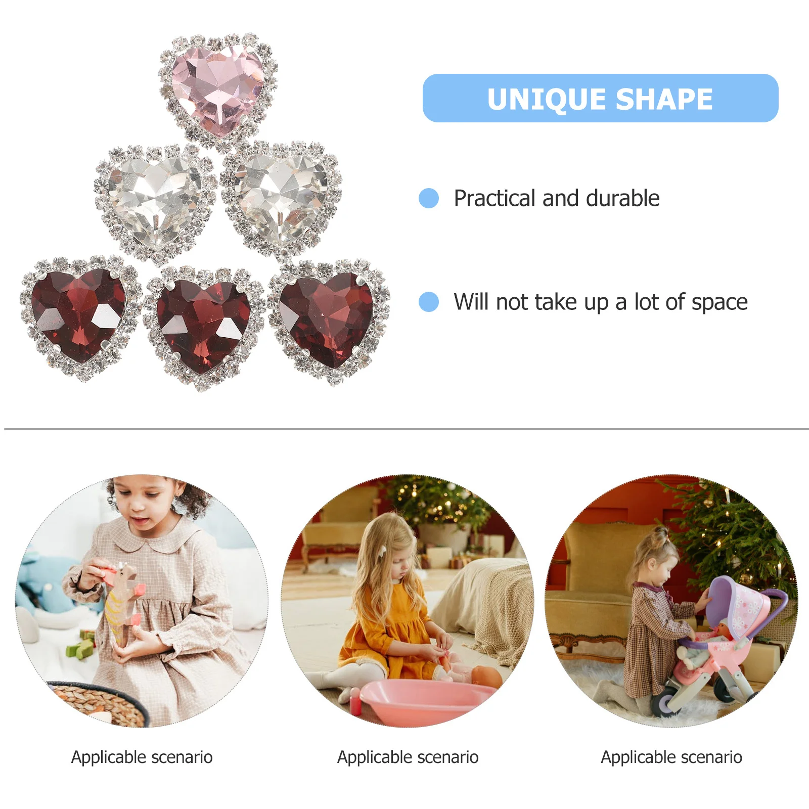 

30Pcs Heart Rhinestones DIY Craft Diamonds Clothes Embellishment Sewing Projects DIY Craft Rhinestones Clothes Embellishment