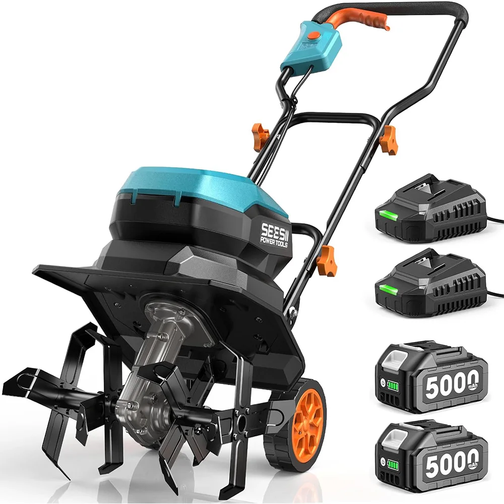 

Аккумуляторный роторный культиватор Seesii 40V для сада, 12-дюймовый электрический культиватор для прополки газонов и обработки почвы, совместимый с аккумулятором Makita 18V.