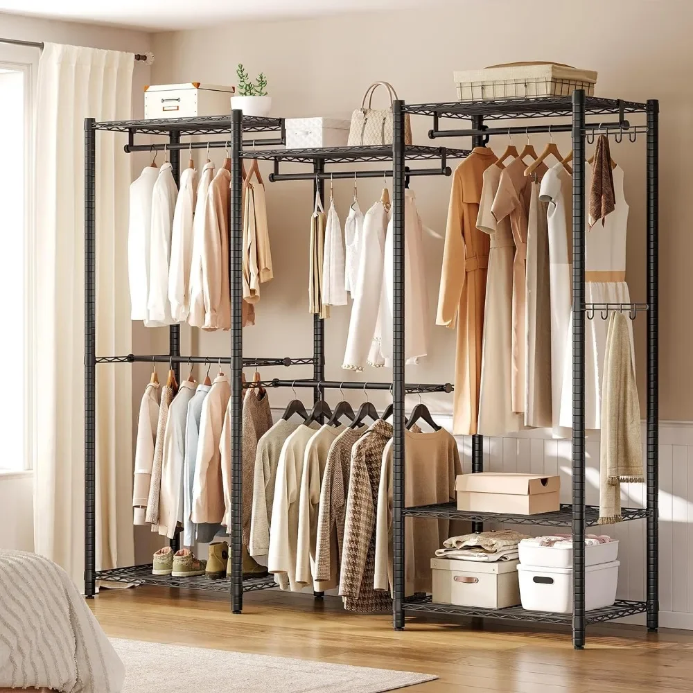 Kleding Droogrek Vrijstaande 6-Tier Kast Organizer Draagbare Hanger Max Belasting 800 Lb Multi-Functionele Slaapkamer Kledingrek