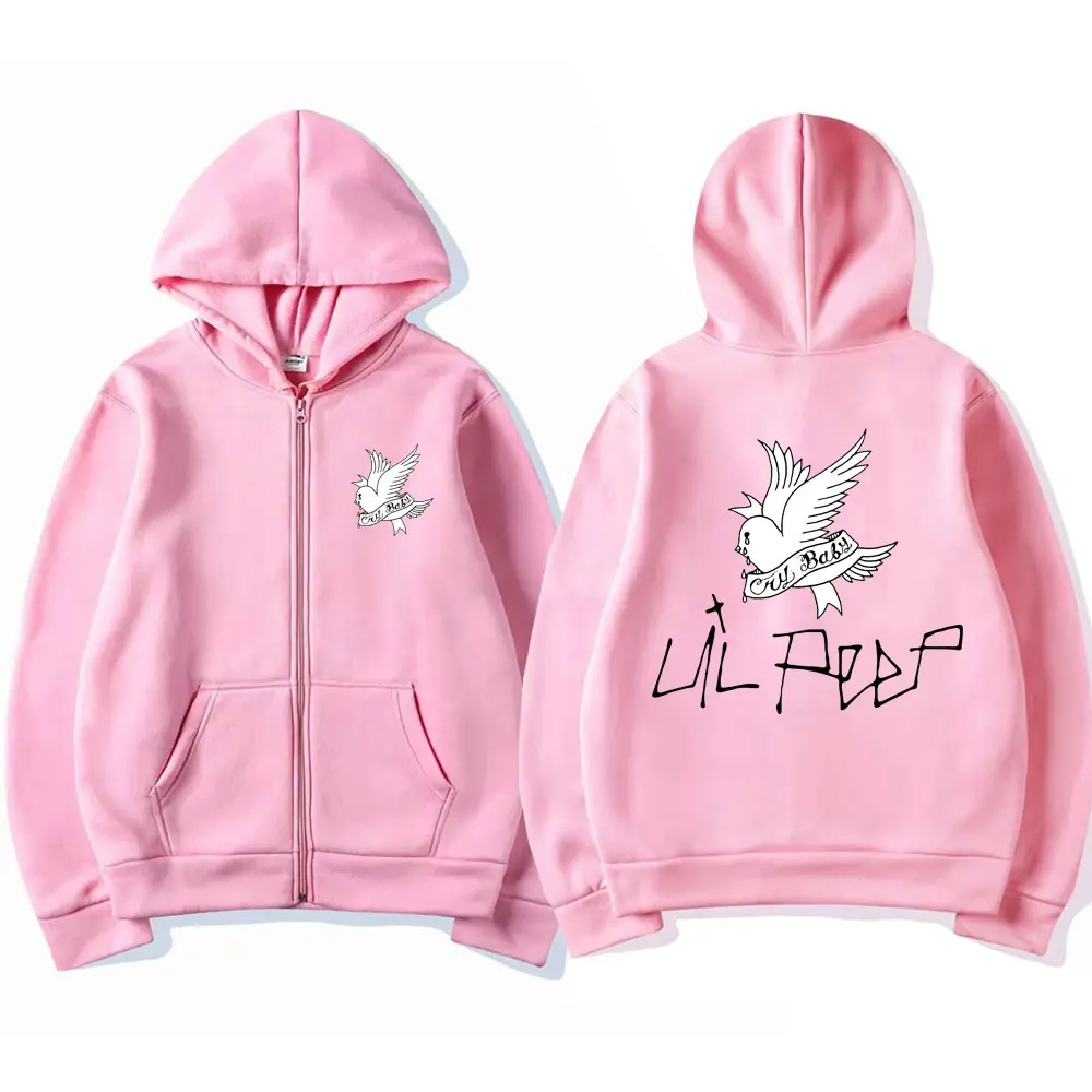 Lil Peep Cry Baby Logo Print Zipper Hoodie Men Women Oversized Loose Zip Up Fashion Hoodies Vintage Fleece Pullover Coats Jacket