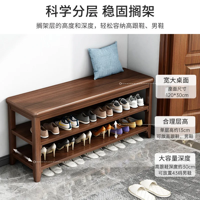 Solid Wood Shoe Changing Stool Home Entrance Living Room Cushion Shoe Cabinet Ottomans Storage Bench Hallway Shoe Rack Furniture