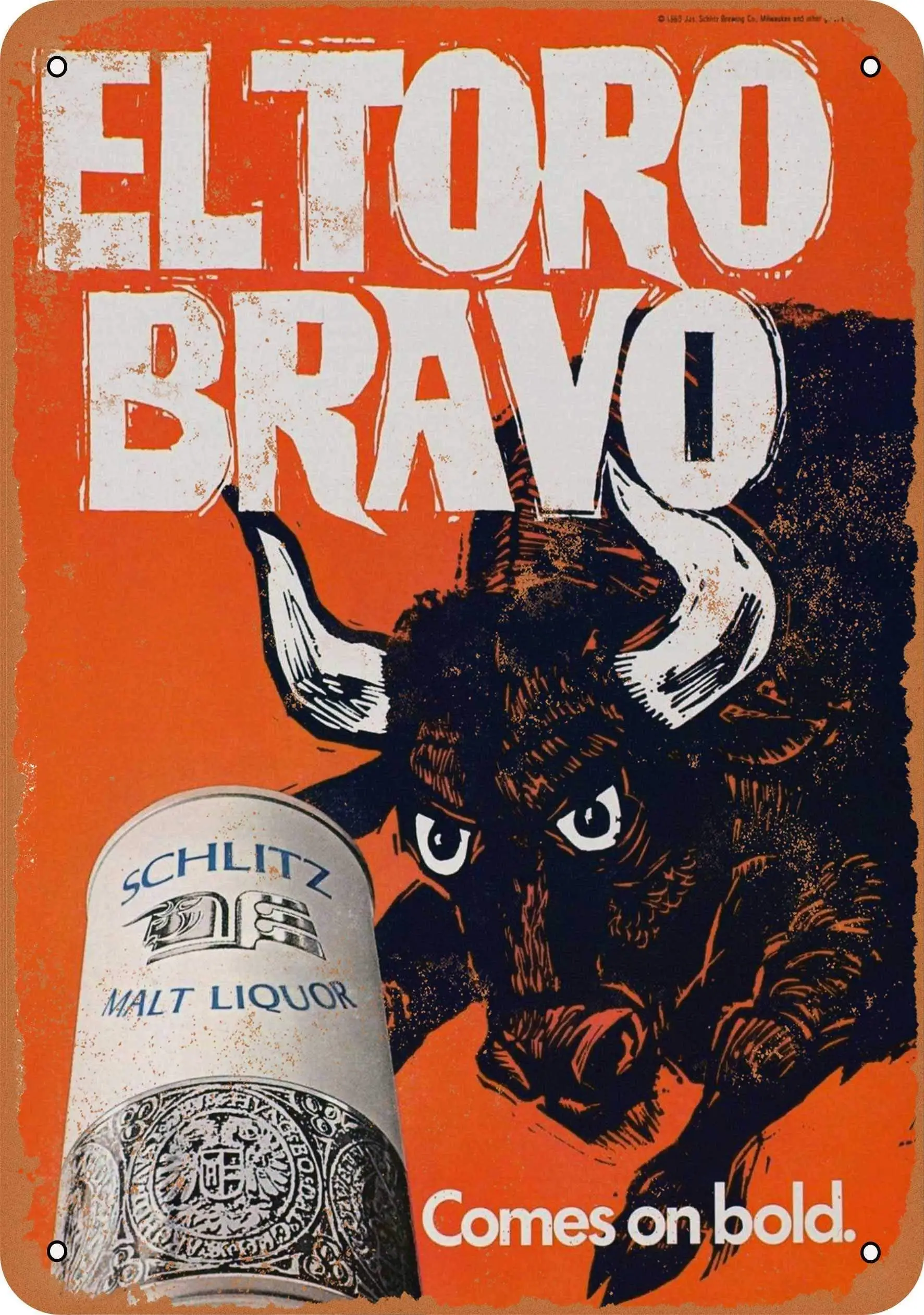 SLALL 1969 Schlitz Malt Liquor Bull Retro Street Sign Household Metal Tin Sign Bar Cafe Car Motorcycle Garage Decoration Supplie