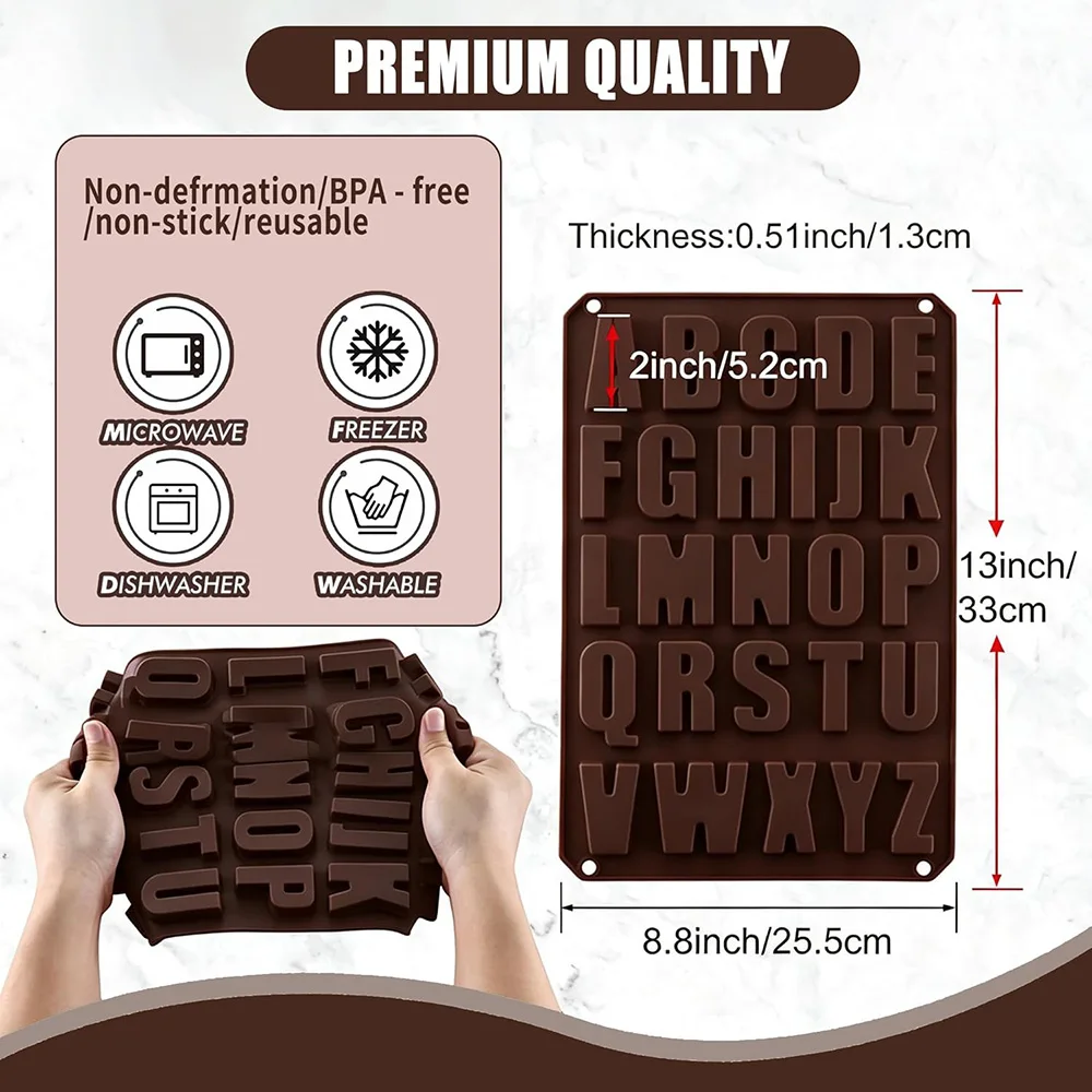 26 Cavities Alphabet crayon letter molds silicone alphabet chocolate molds easy to release for Making cakes, Ice Cube Chocolate view 6