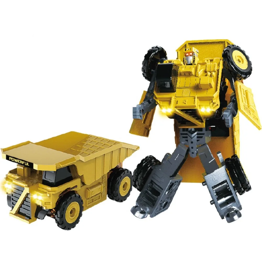 2 in 1 Deformation Robot Train Excavator Bulldozer Transformation Robot Toy Railway Train Model Toys Engineering Vehicle Robot