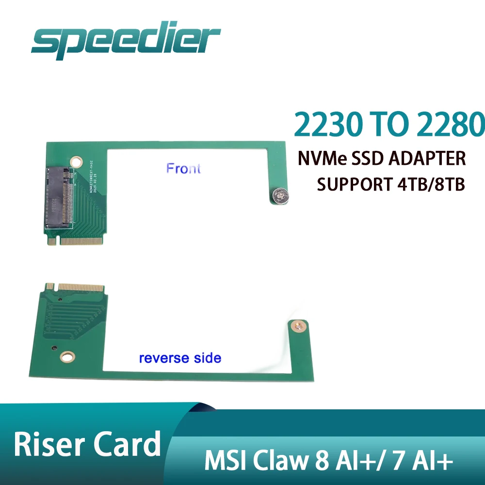 M.2 2230 To 2280 NVMe SSD Adapter for MSI Claw 8 AI+ / 7 AI+ Gaming Handheld Mod Board Support 4TB 8TB PCIe4.0 Storage Upgrade