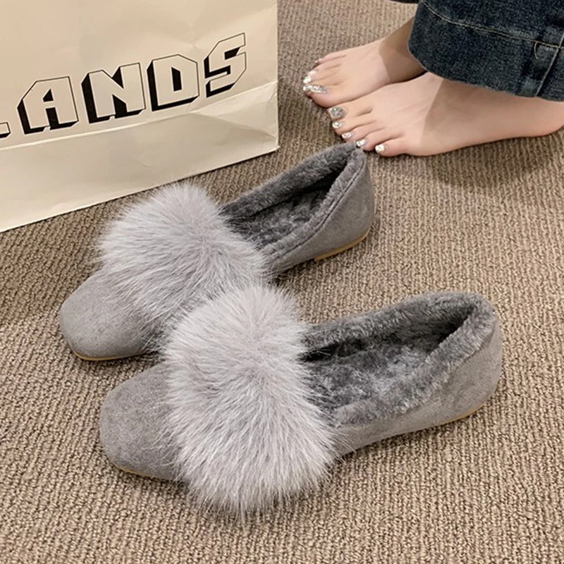 

Winter Fur Women Loafers Shoes Flats Short Plush Shoes New Warm Sneaker 2025 Trend Shallow Dress Shoes Snow Boots Mujer Zapatos