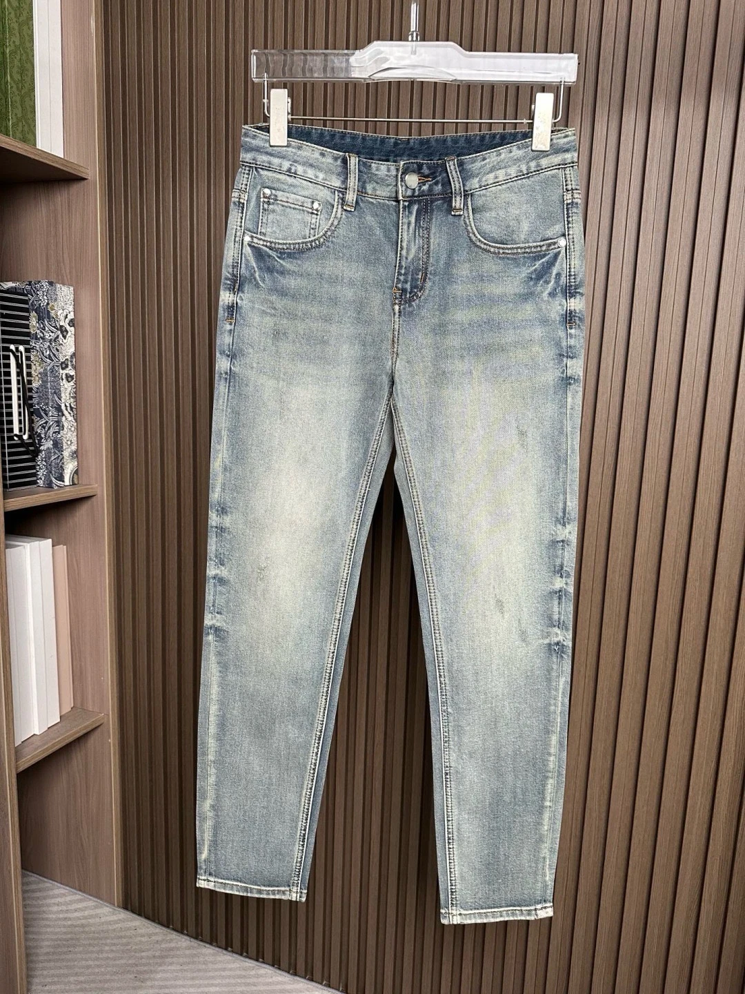 LigentlemanZZ Summer Style Casual Men's Denim Jeans mid Waist Washed Effect Stretchable Straight Leg Fashion Urban Wear
