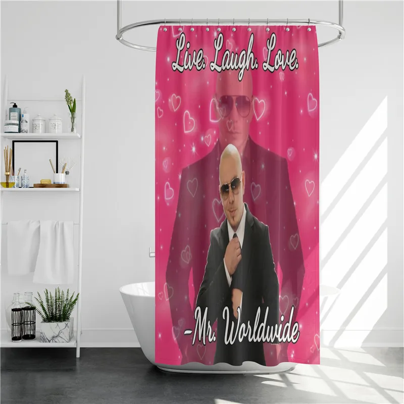 Pitbull Mr 305 Funny Meme Shower Curtain Set with Grommets and Hooks for Bathroom Decor