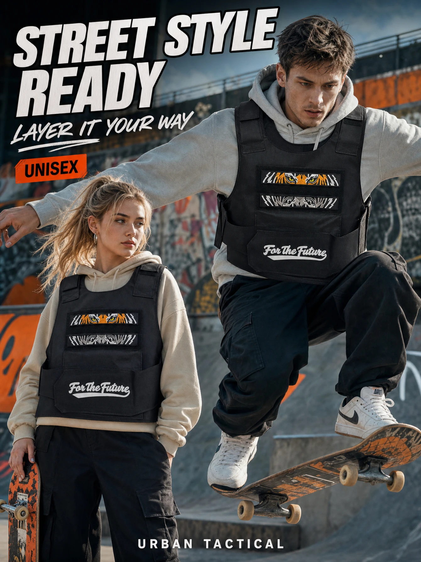 Women'S Fashion Utility Vest - Fashion Techwear Utility Vest Men Women