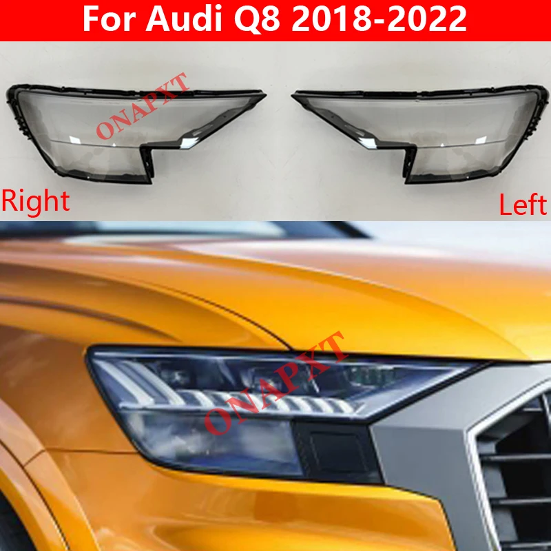 

Auto Car For Audi Q8 2018-2022 Front Headlight Cover Glass Headlamp Transparent Lampshade Lamp Shell Lens